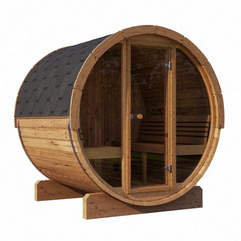 SaunaLife Model E7G Sauna Barrel w/ Glass Front | 4-Person